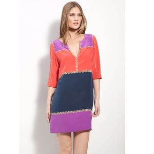 BCBG MaxAzria Aidas Silk Colorblock Dress